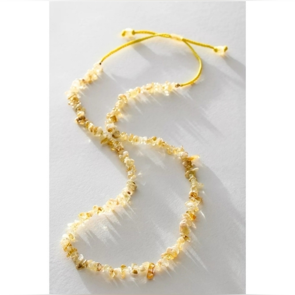 NWT! Free People, Single Strand Beaded Necklace, Citrene, MSRP $30